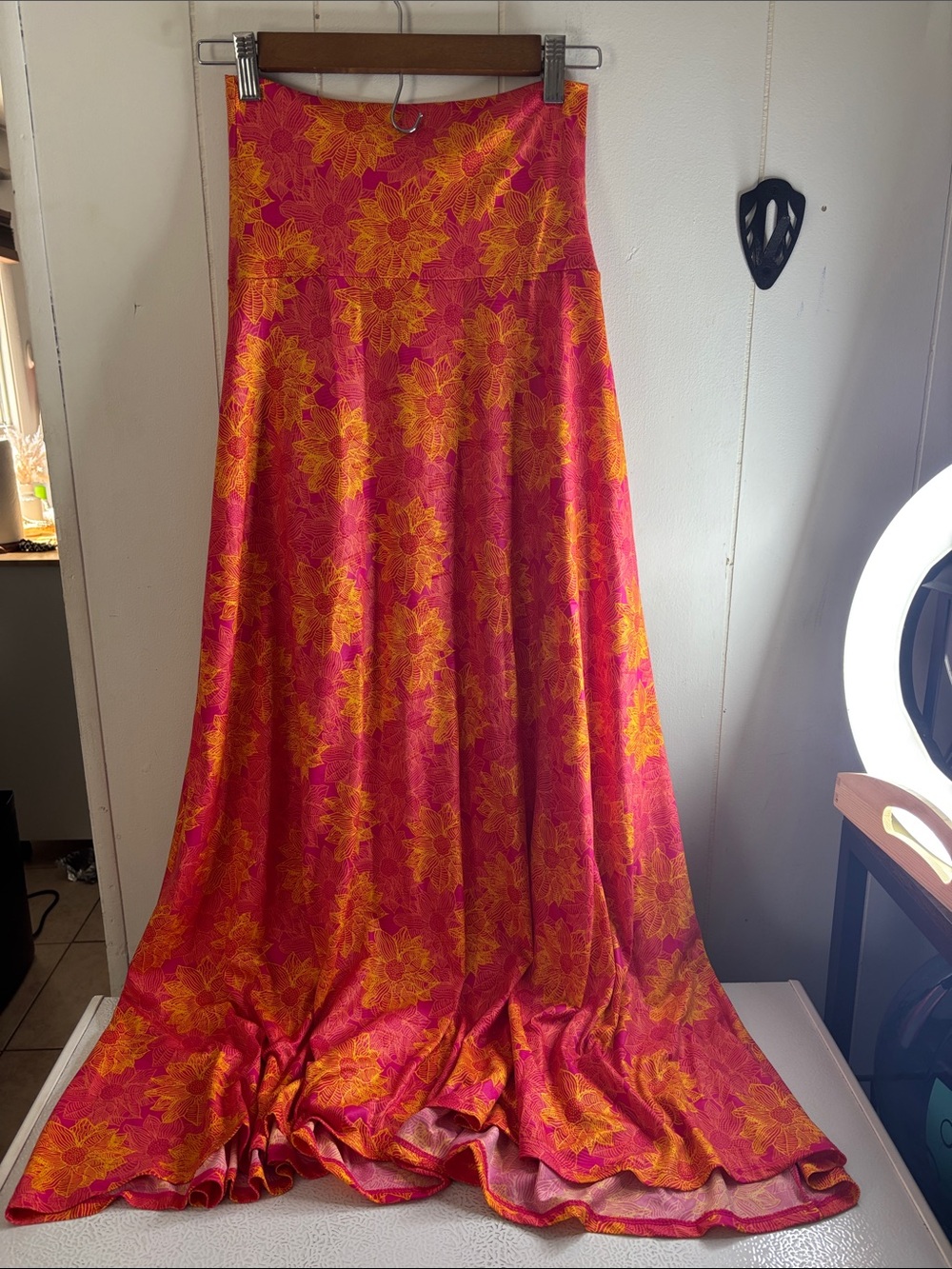 410 - LuLaRoe Pink & Yellow Floral Print Skirt